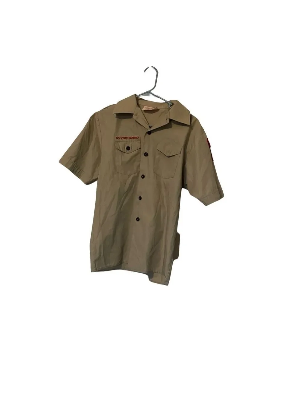 Boy Scouts of America Youth Tan Short Sleeve Button Down Uniform Shirt Large